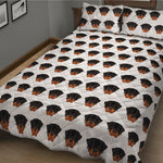 Rottweiler Face Pattern Print Quilt Bed Set