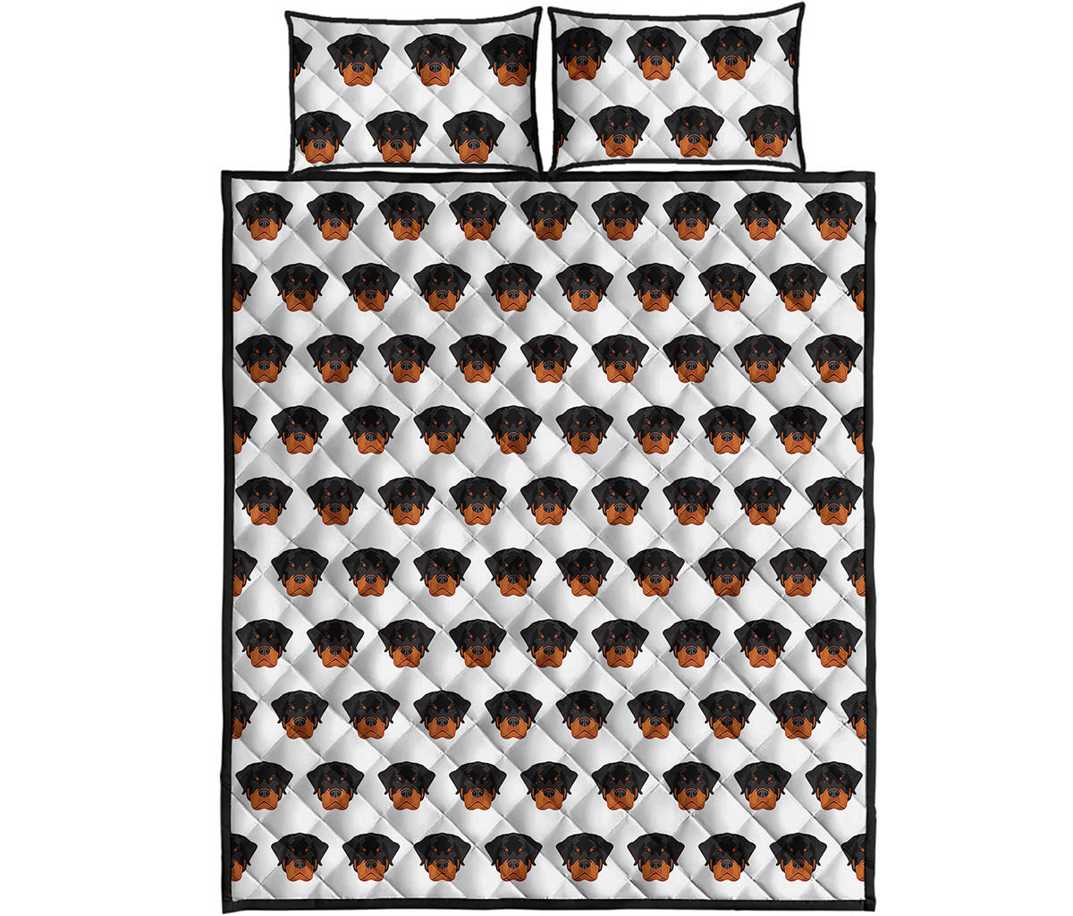 Rottweiler Face Pattern Print Quilt Bed Set