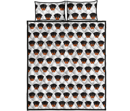 Rottweiler Face Pattern Print Quilt Bed Set