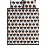 Rottweiler Face Pattern Print Quilt Bed Set