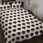 Rottweiler Face Pattern Print Quilt Bed Set