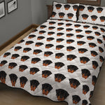 Rottweiler Face Pattern Print Quilt Bed Set