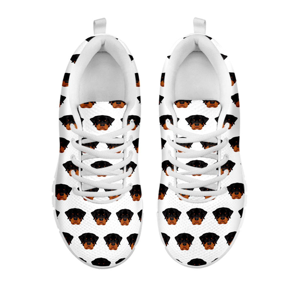 Rottweiler Face Pattern Print White Sneakers