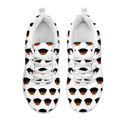 Rottweiler Face Pattern Print White Sneakers