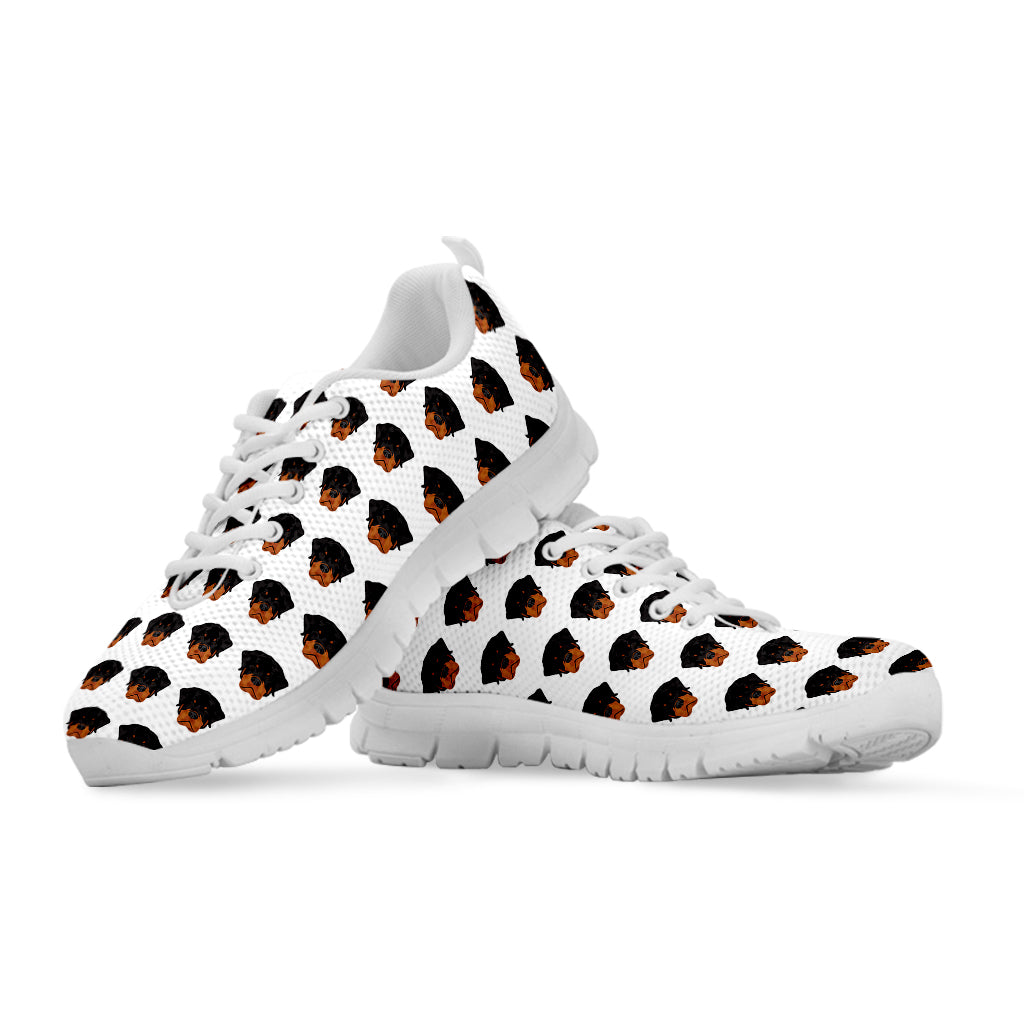 Rottweiler Face Pattern Print White Sneakers
