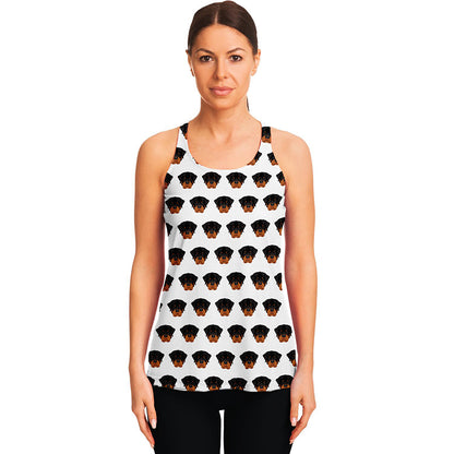 Rottweiler Face Pattern Print Women's Racerback Tank Top