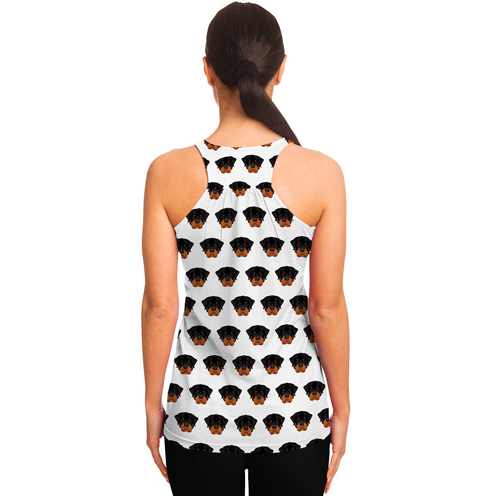 Rottweiler Face Pattern Print Women's Racerback Tank Top