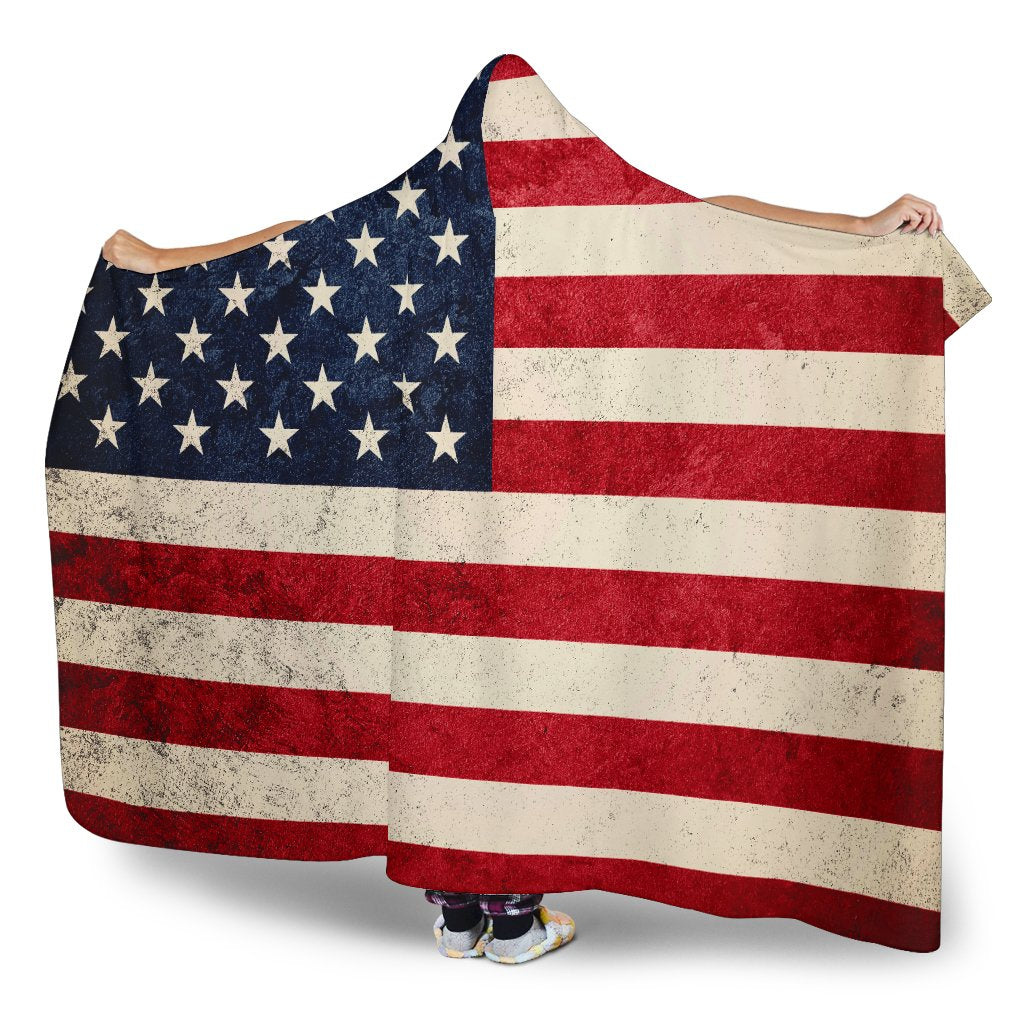 Rough American Flag Patriotic Hooded Blanket GearFrost