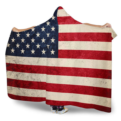 Rough American Flag Patriotic Hooded Blanket GearFrost