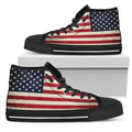 Rough American Flag Patriotic Black High Top Sneakers