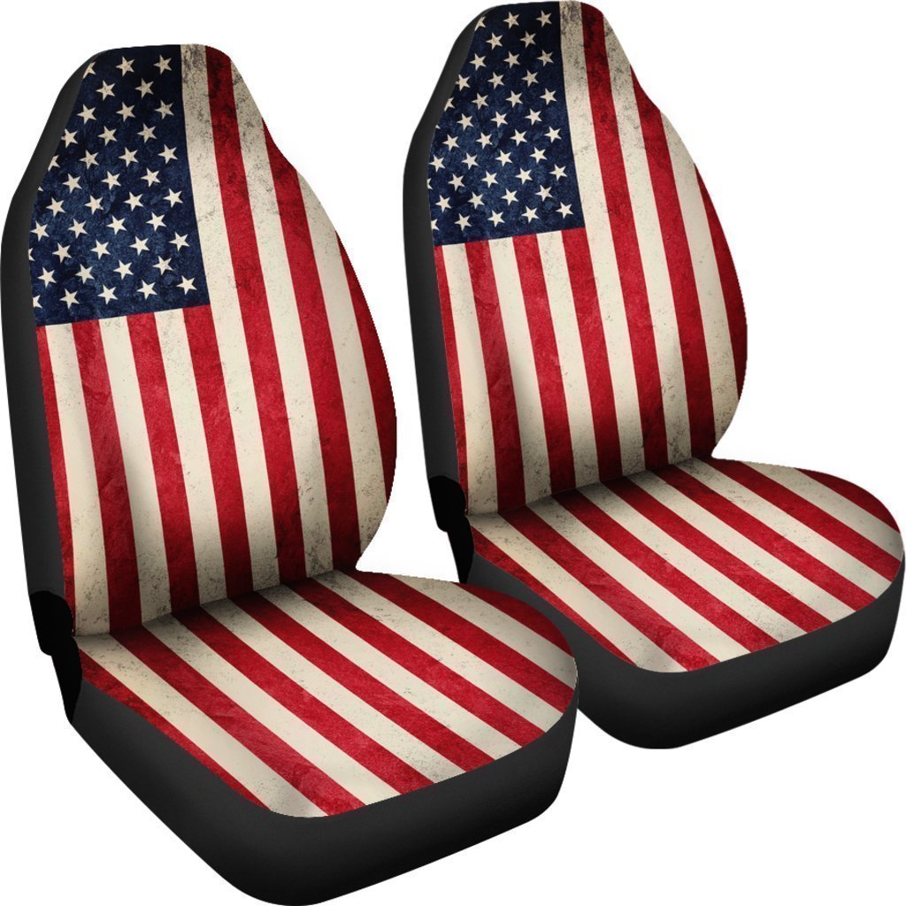 Rough American Flag Patriotic Universal Fit Car Seat Covers GearFrost