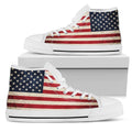 Rough American Flag Patriotic White High Top Sneakers
