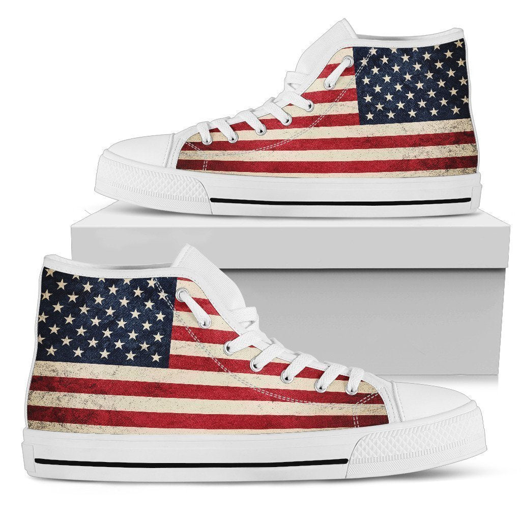 Rough American Flag Patriotic Women's High Top Shoes GearFrost