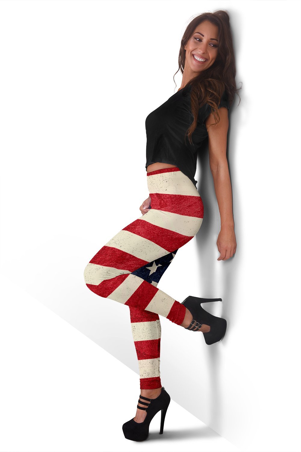 Rough American Flag Patriotic Women's Leggings GearFrost