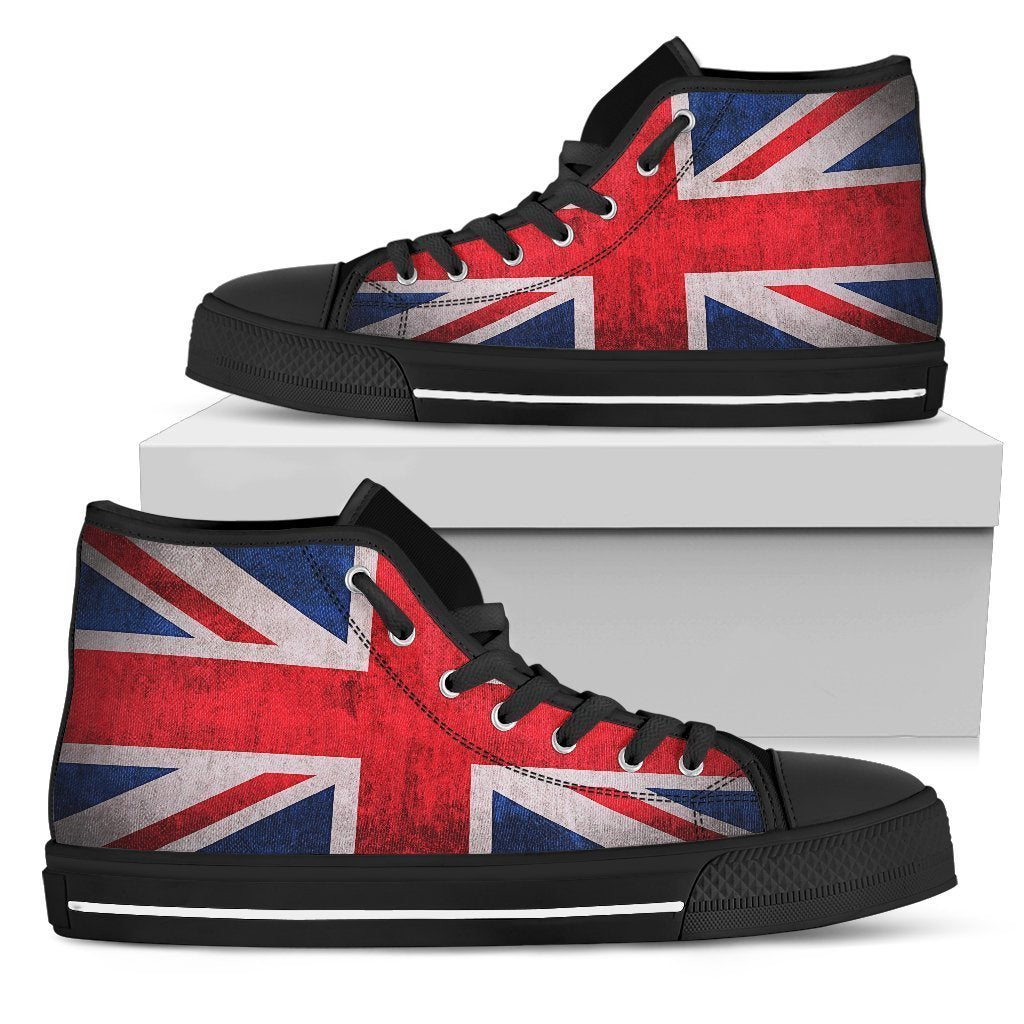 Rough Union Jack British Flag Print Men's High Top Shoes GearFrost