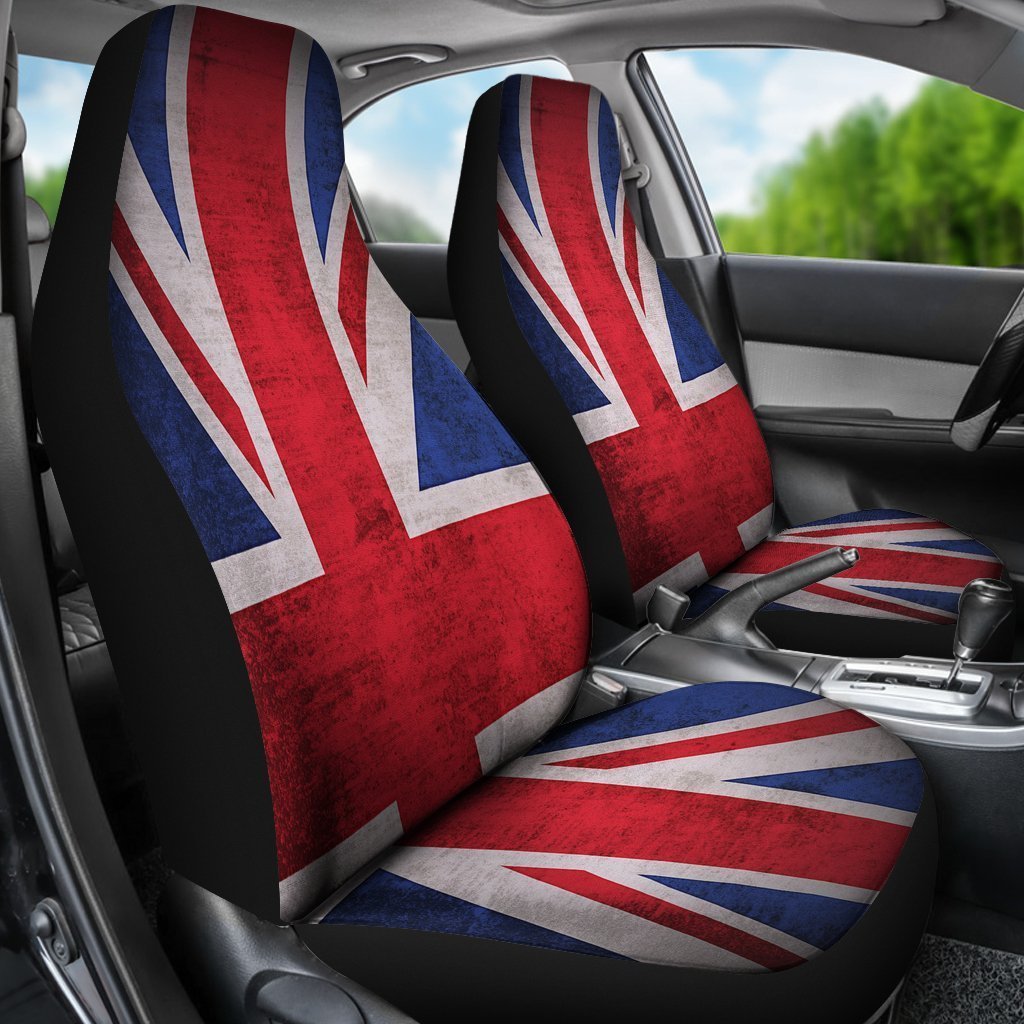 Rough Union Jack British Flag Print Universal Fit Car Seat Covers GearFrost