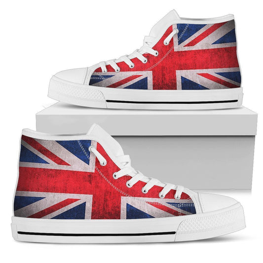 Rough Union Jack British Flag Print Women's High Top Shoes GearFrost