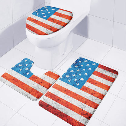 Rough USA Flag Print 3 Piece Bath Mat Set