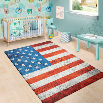 Rough USA Flag Print Area Rug