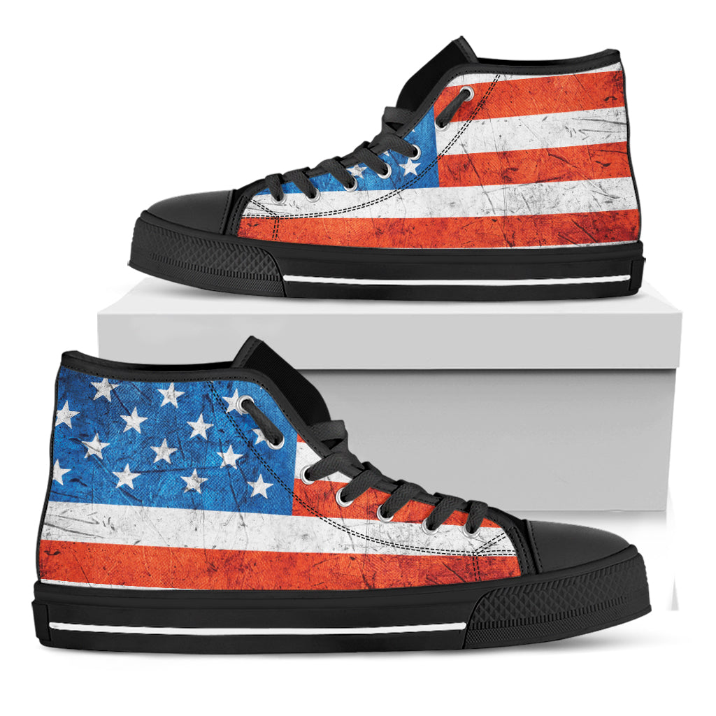 Rough USA Flag Print Black High Top Shoes