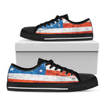 Rough USA Flag Print Black Low Top Shoes 