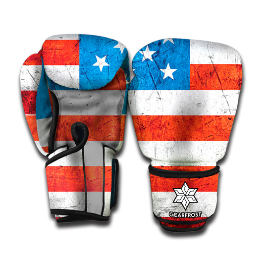 Rough USA Flag Print Boxing Gloves
