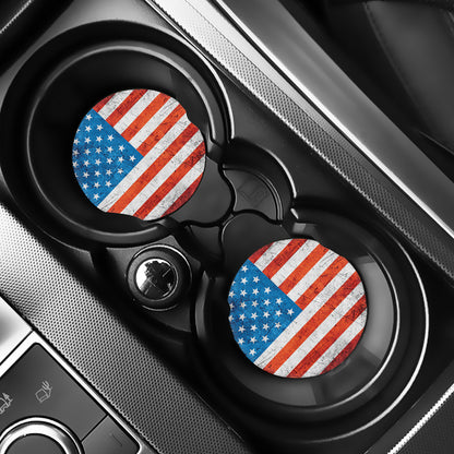 Rough USA Flag Print Car Coasters