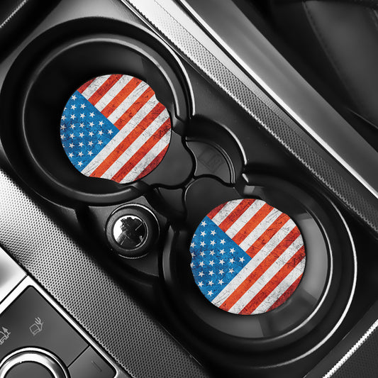 Rough USA Flag Print Car Coasters