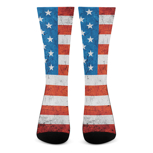 Rough USA Flag Print Crew Socks