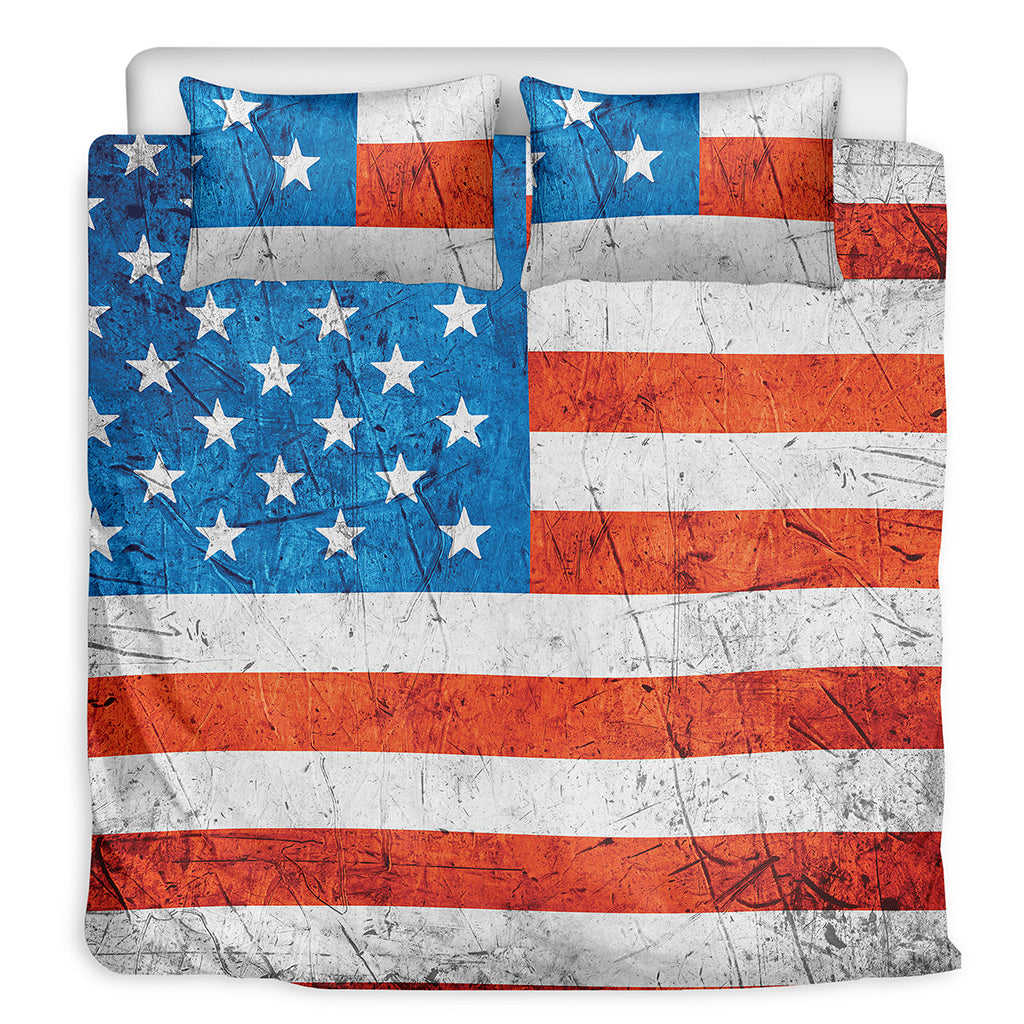 Rough USA Flag Print Duvet Cover Bedding Set