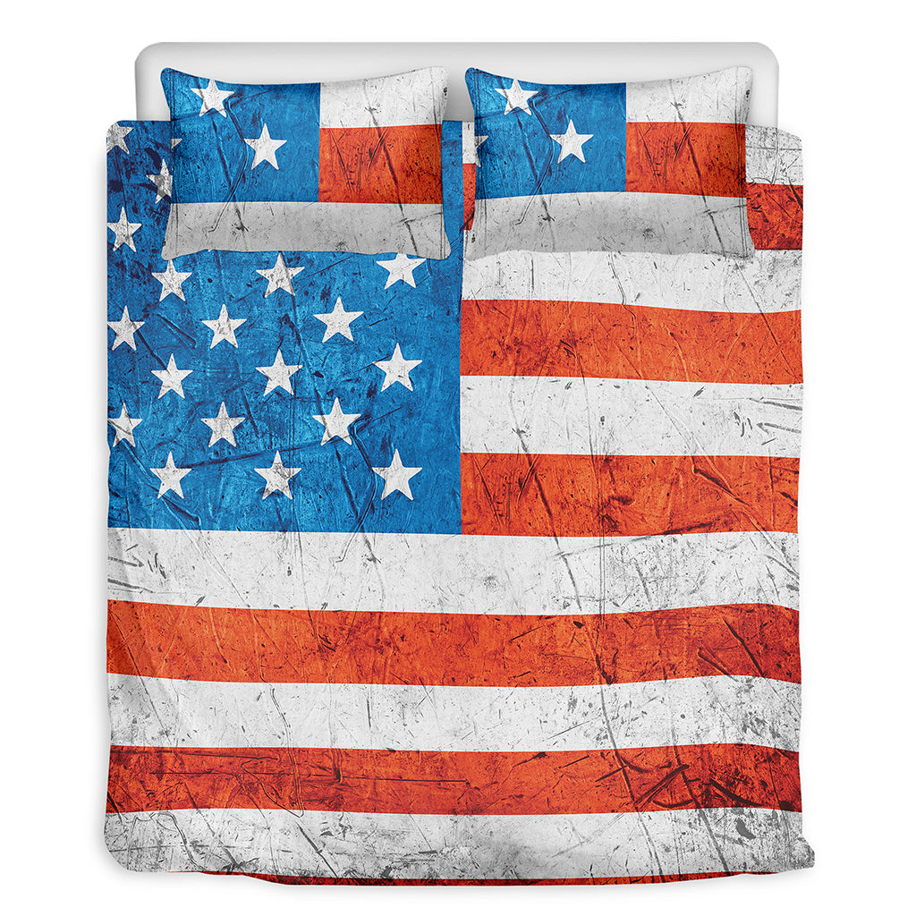 Rough USA Flag Print Duvet Cover Bedding Set