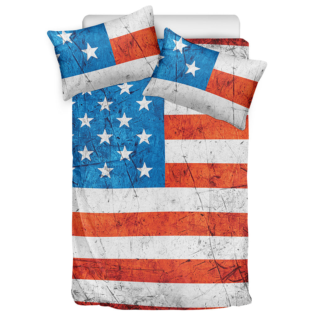 Rough USA Flag Print Duvet Cover Bedding Set
