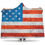Rough USA Flag Print Hooded Blanket