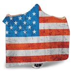 Rough USA Flag Print Hooded Blanket