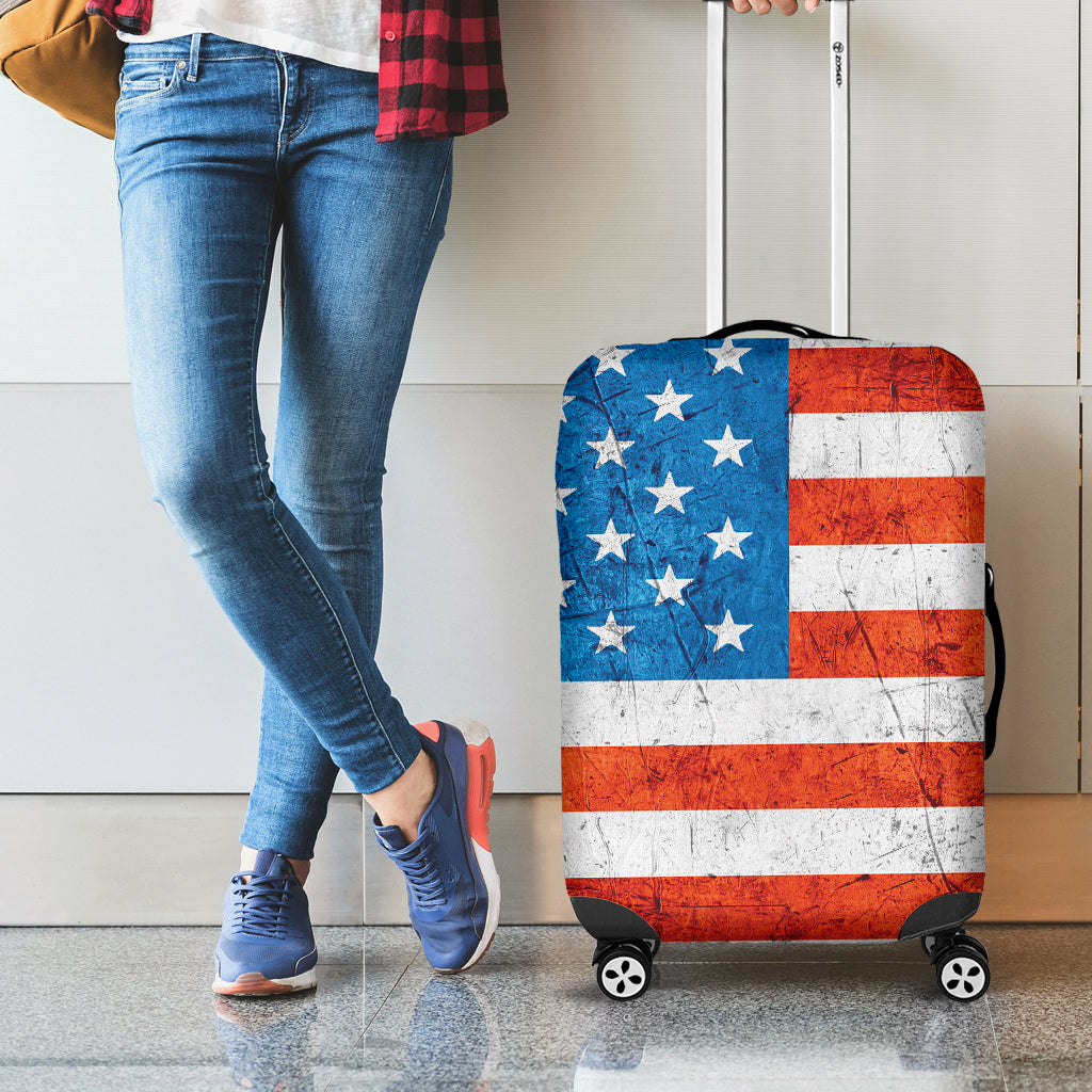 Rough USA Flag Print Luggage Cover