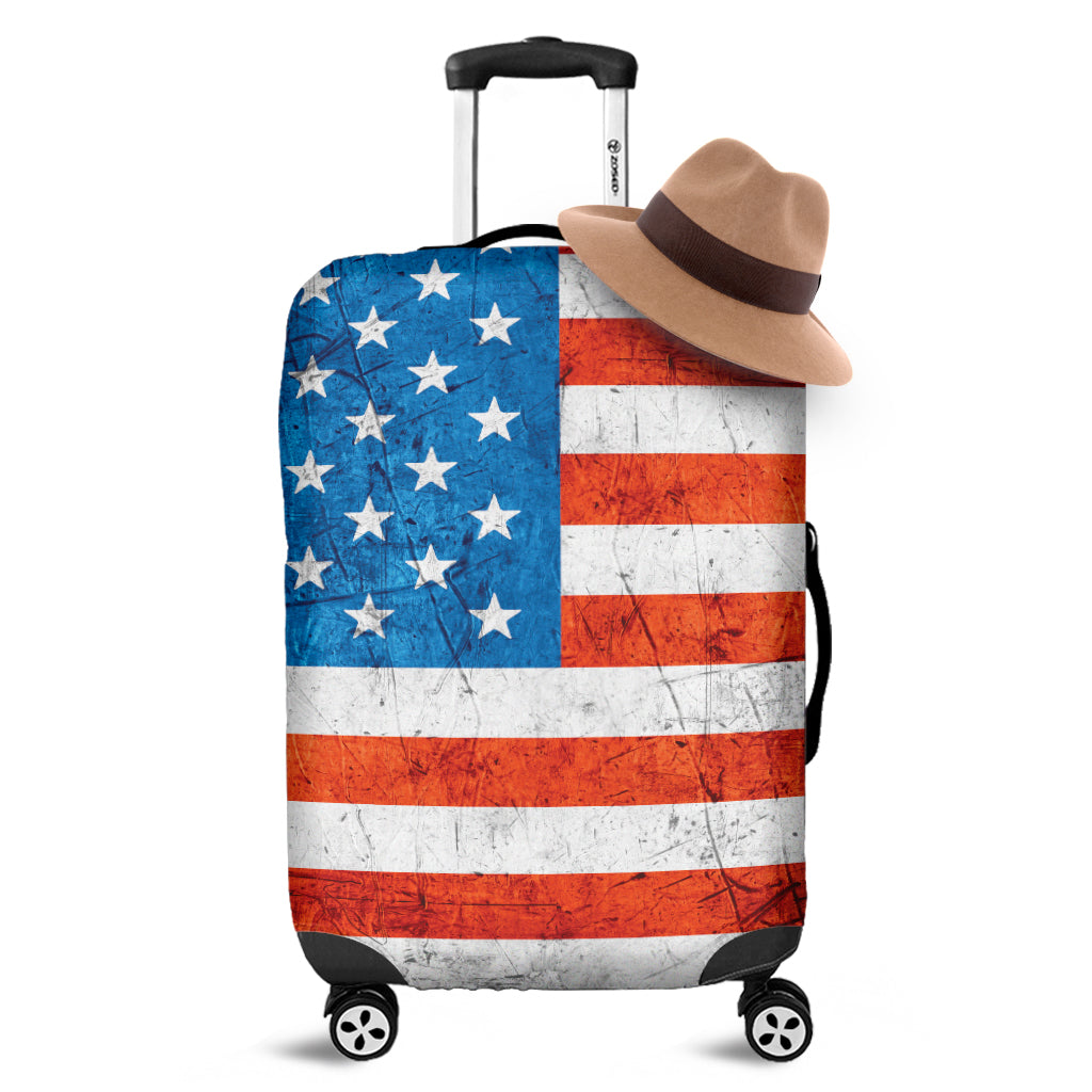 Rough USA Flag Print Luggage Cover