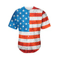Rough USA Flag Print Men's Baseball Jersey