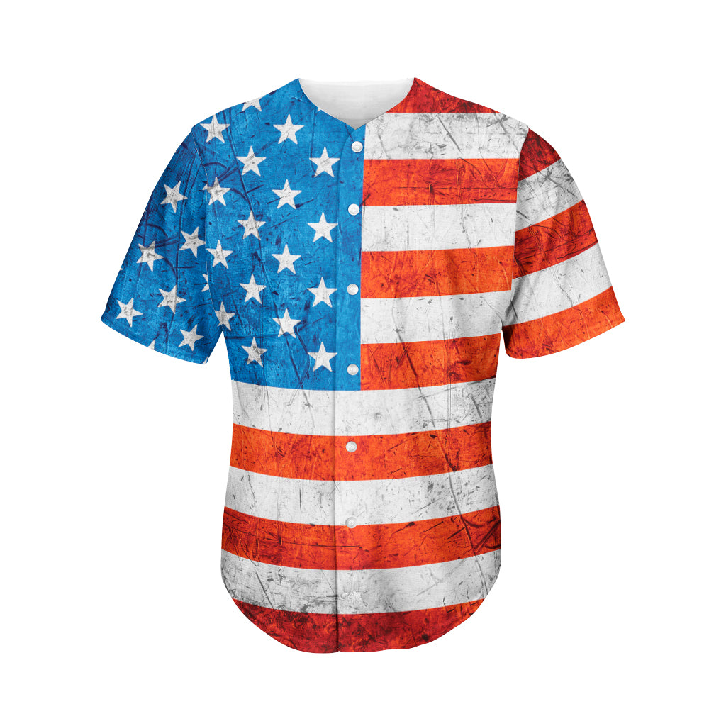 Rough USA Flag Print Men's Baseball Jersey