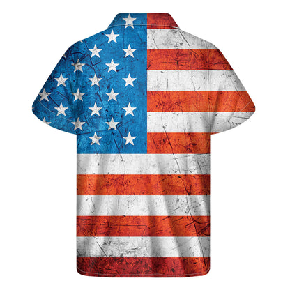 Rough USA Flag Print Men's Short Sleeve Shirt