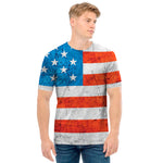 Rough USA Flag Print Men's T-Shirt