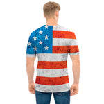 Rough USA Flag Print Men's T-Shirt