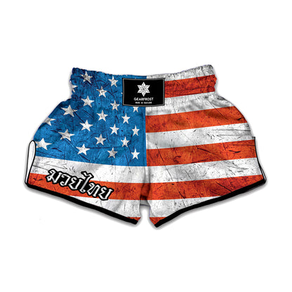 Rough USA Flag Print Muay Thai Boxing Shorts