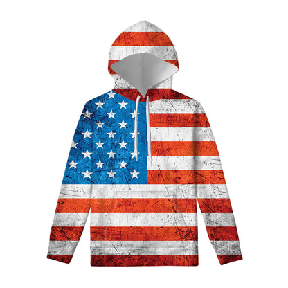 Rough USA Flag Print Pullover Hoodie