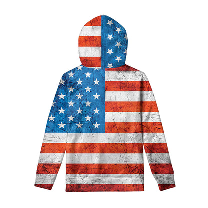 Rough USA Flag Print Pullover Hoodie