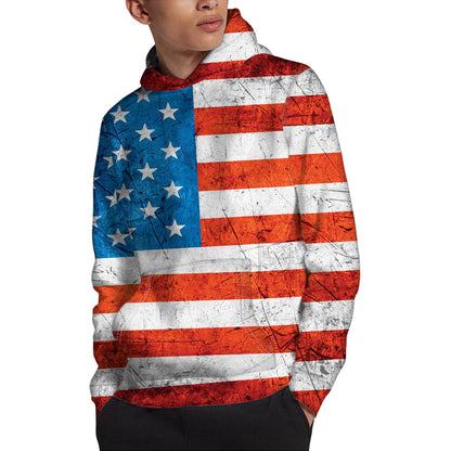 Rough USA Flag Print Pullover Hoodie