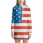 Rough USA Flag Print Pullover Hoodie Dress