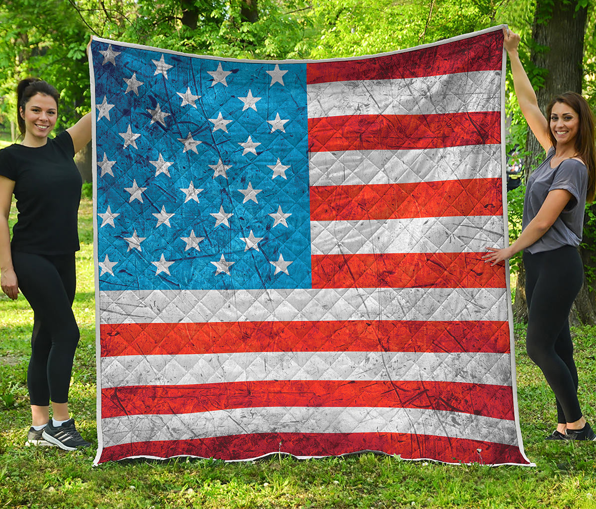 Rough USA Flag Print Quilt