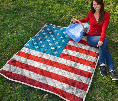 Rough USA Flag Print Quilt