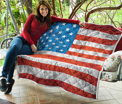 Rough USA Flag Print Quilt