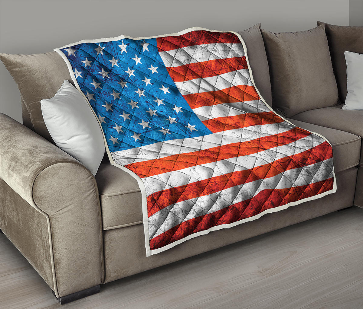 Rough USA Flag Print Quilt